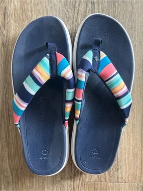 Vera Bradley Striped Navy Flip Flop Sandals